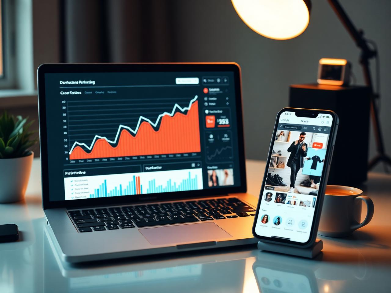 Dashboard výkonnosti módního e-shopu s rostoucími grafy